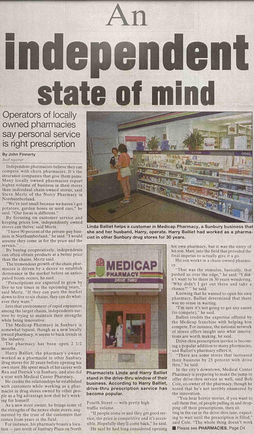 Daily Item article from Medicap Pharmacy opening